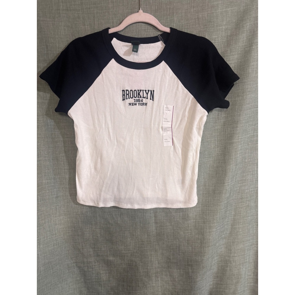 Robbed baseball crop top tee